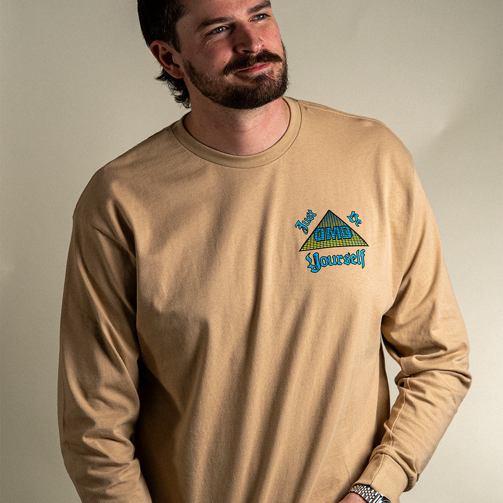 Model wearing the Pyramid of Success tee, front view