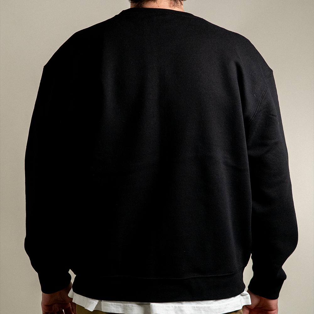 Back of Anxiety is For Everyone sweatshirt in black.