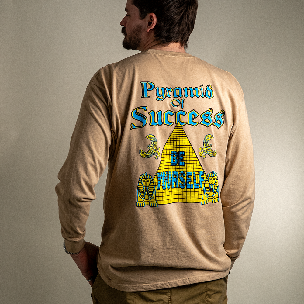 Pyramid of success design back view on model