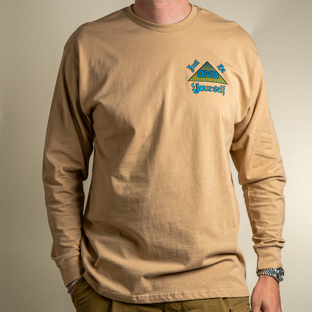 Model wearing the Pyramid of Success tee, front view