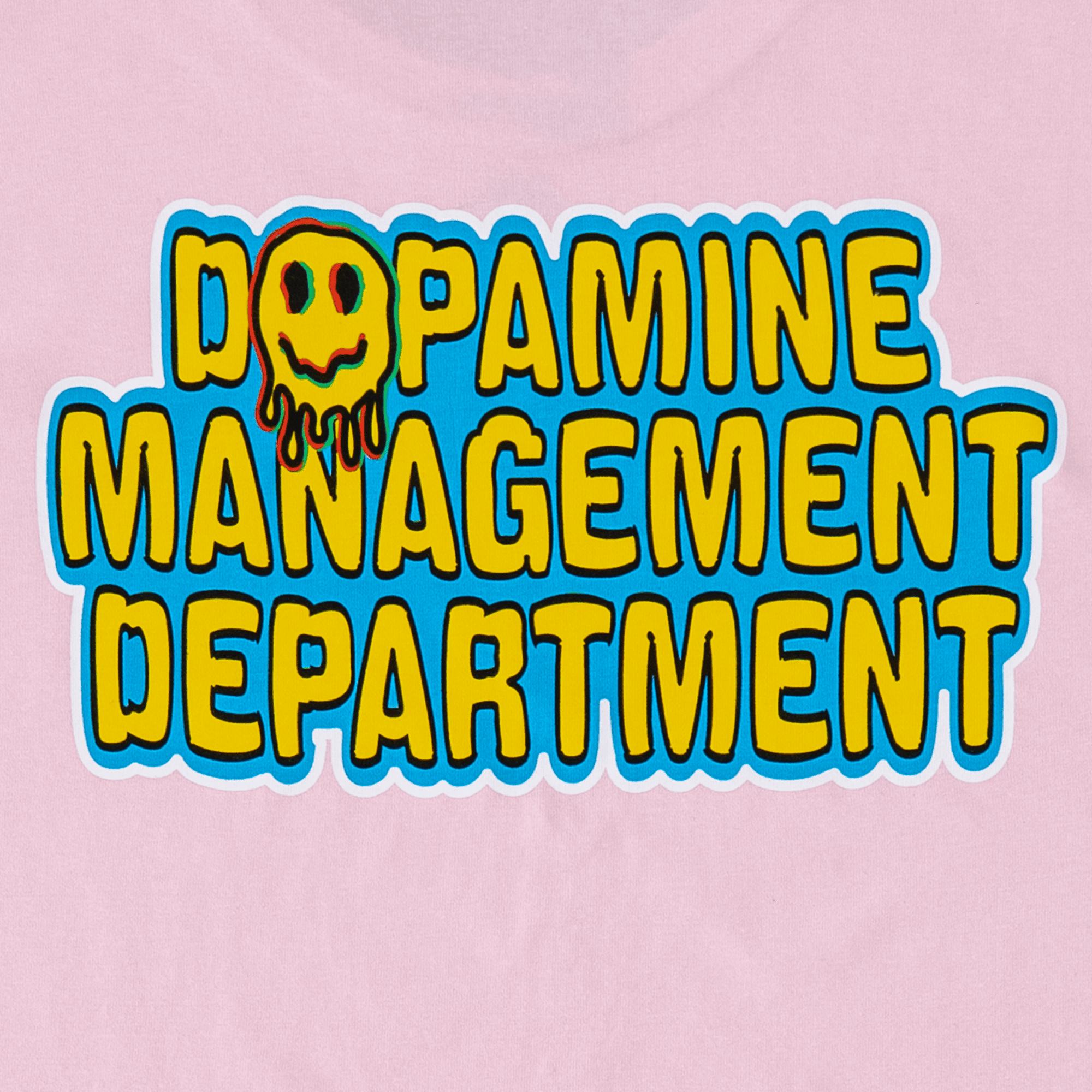 Close-Up of Smile Graphic on Cotton T Shirt – Pink Colorway