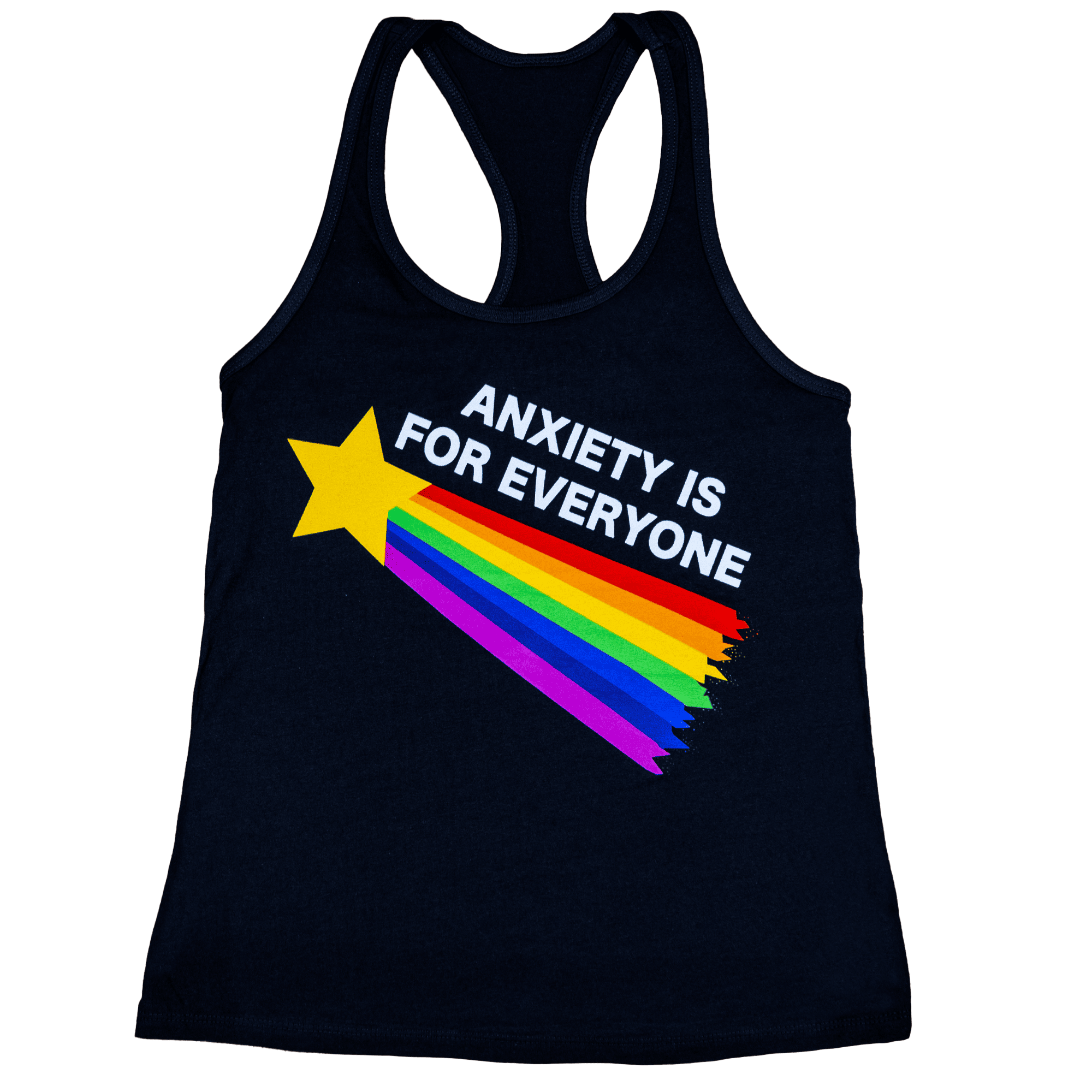 Black racerback women’s tank with mental health message print