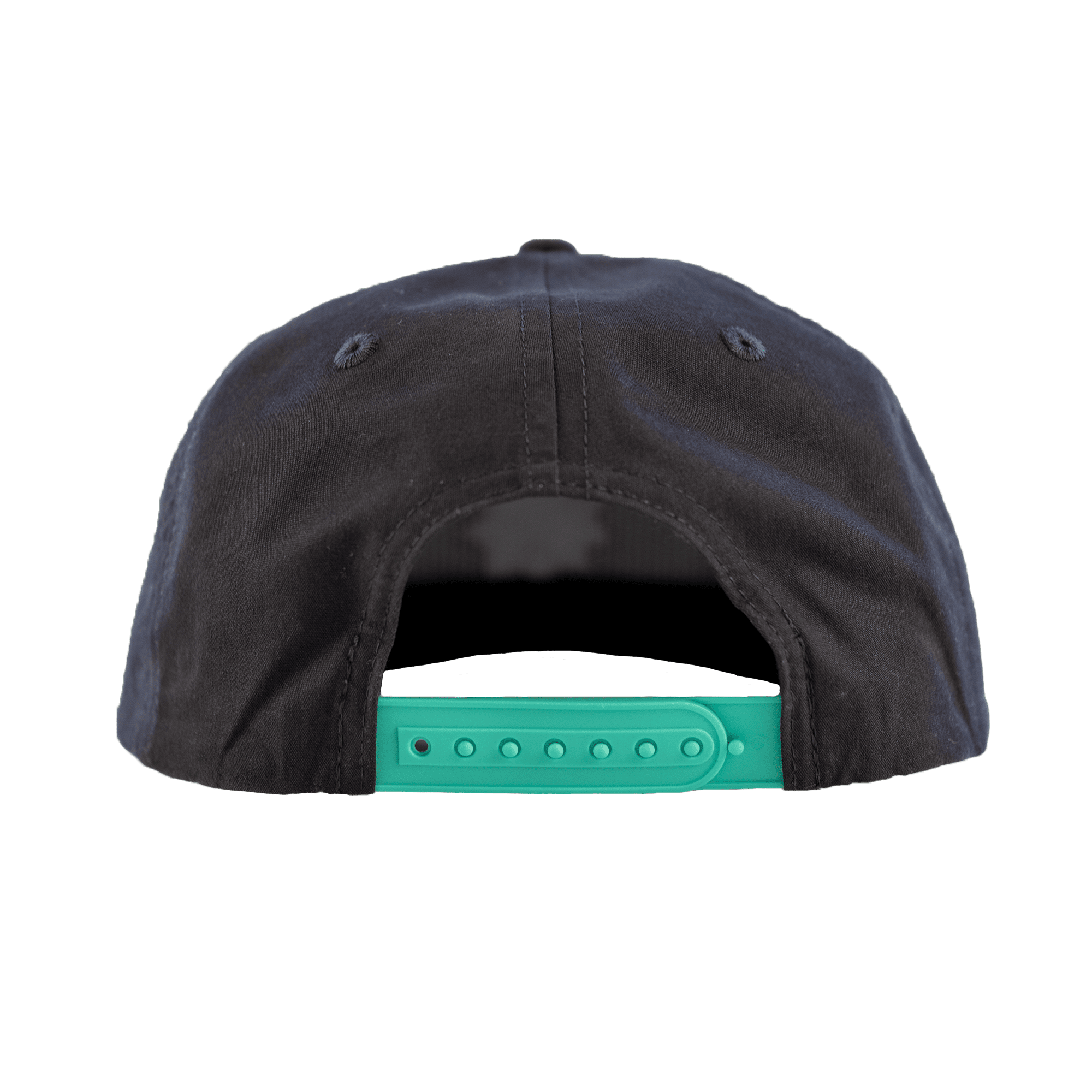 Back of Icon Mindflower outline hat with teal adjustable snapback