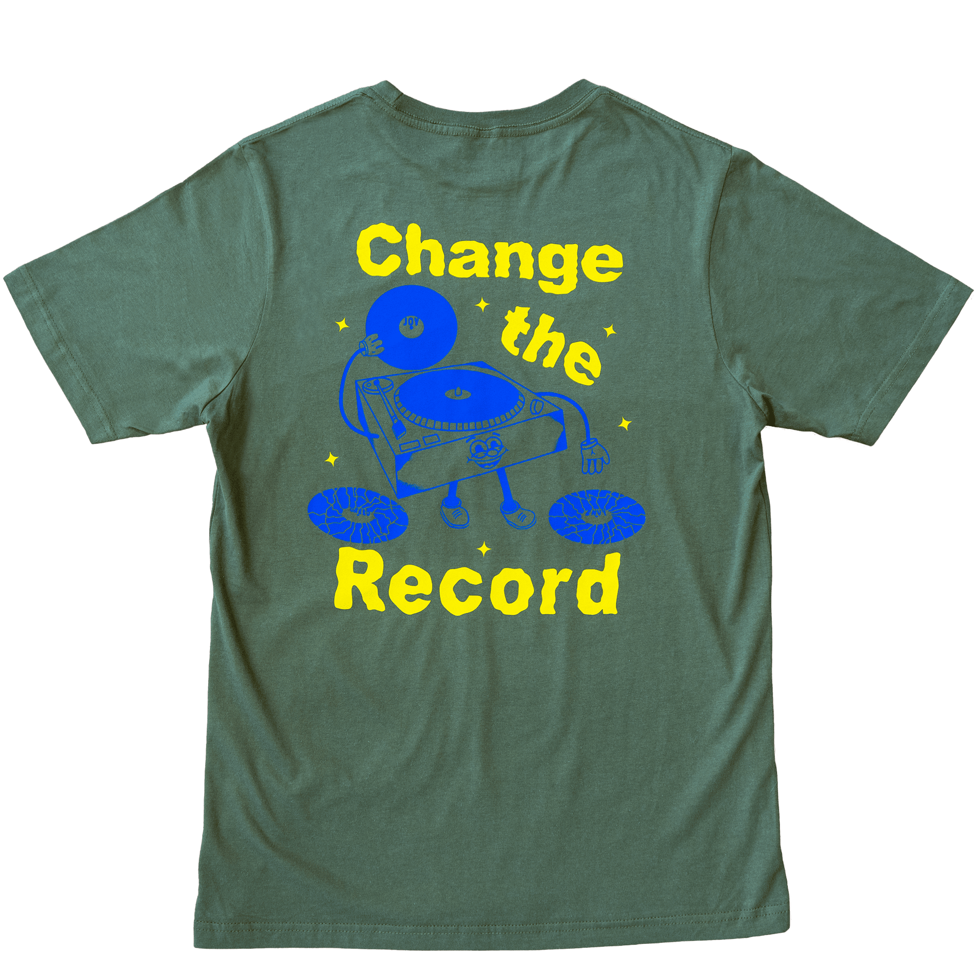 Unisex Army Green Change the Record T-Shirt – Mental Health Streetwear