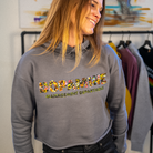 Storm grey fleece crop hoodie with mental health message