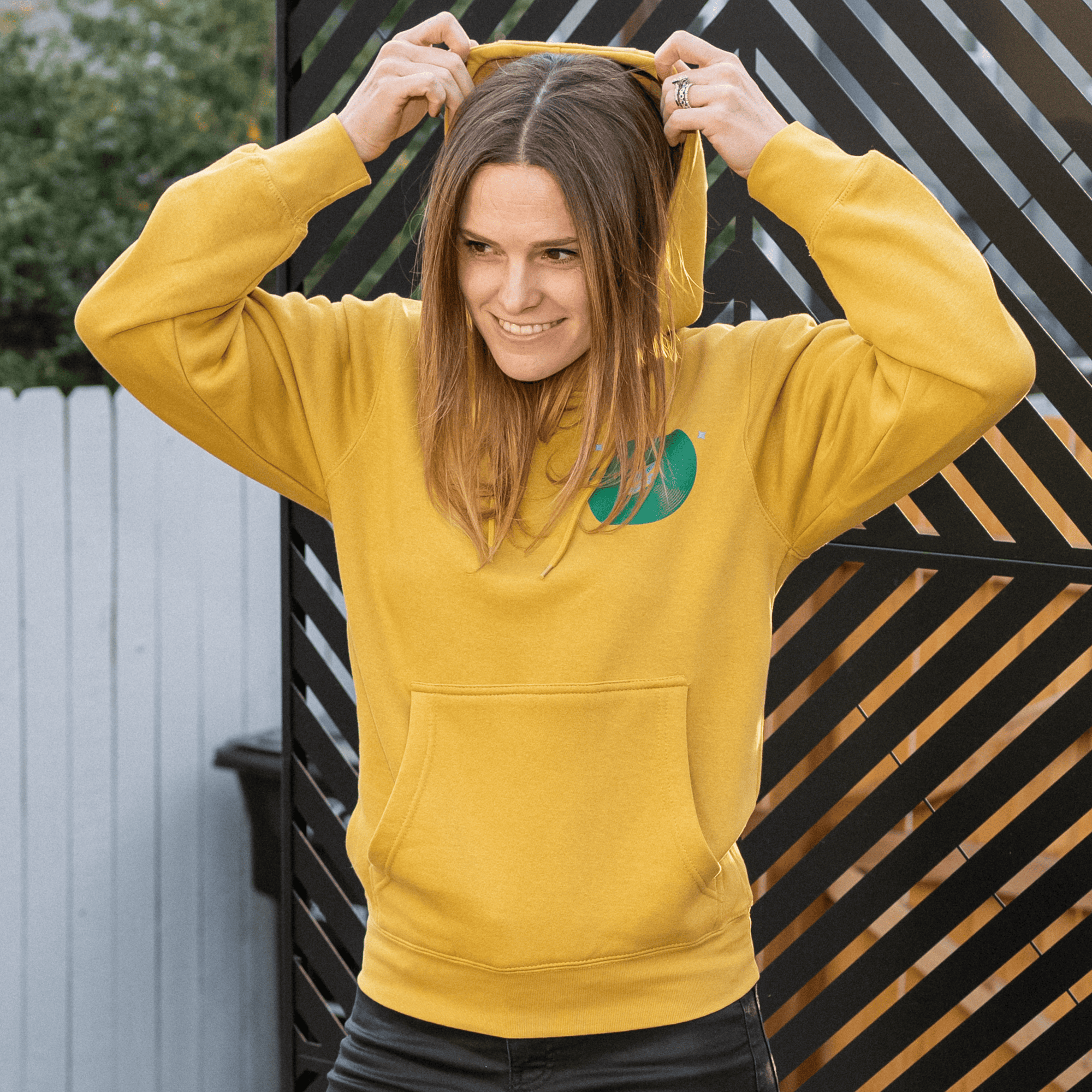 DMD Hoodie with Positive Mental Health Message – Gold & Mint