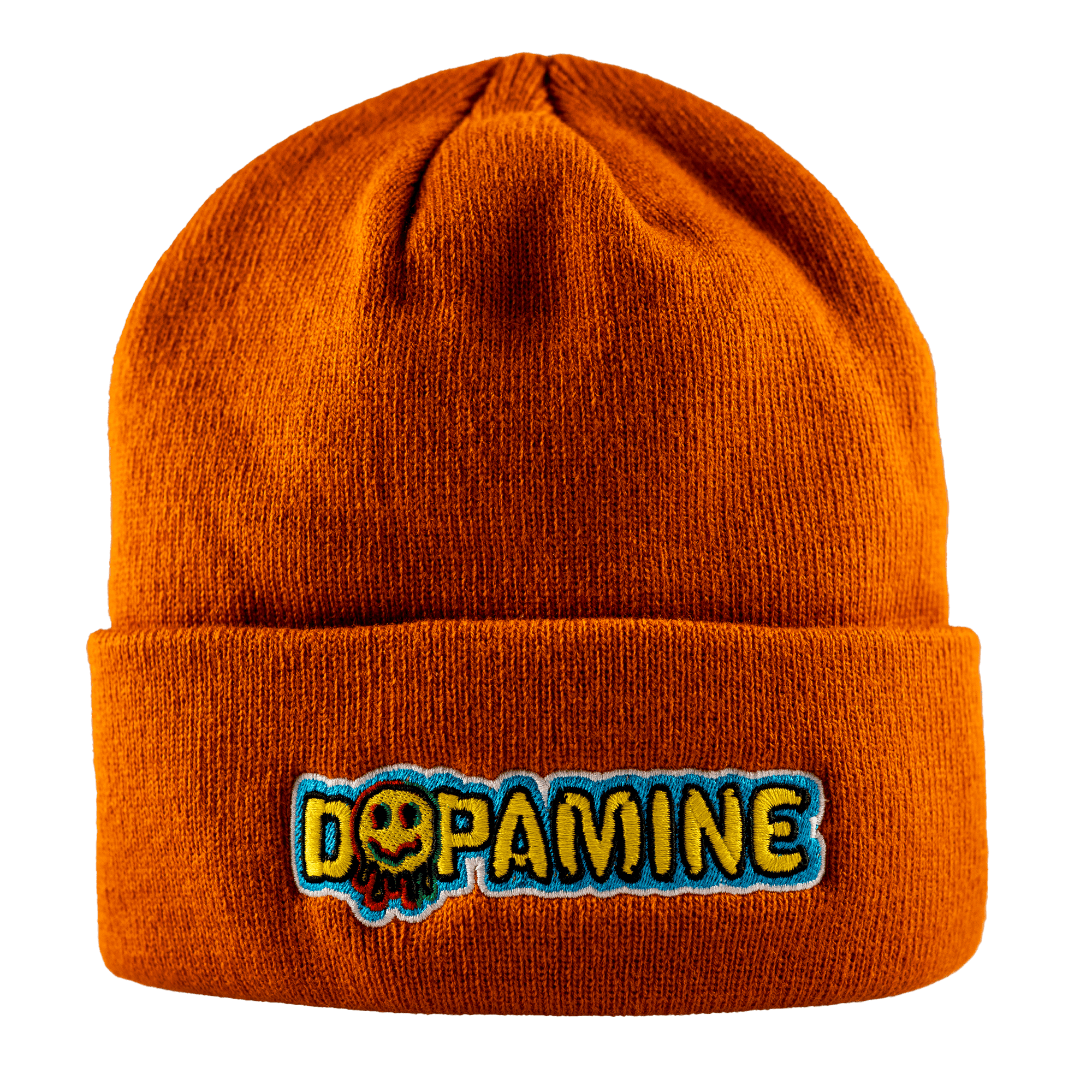 Muted orange embroidered DOPAMINE Smily Beanie