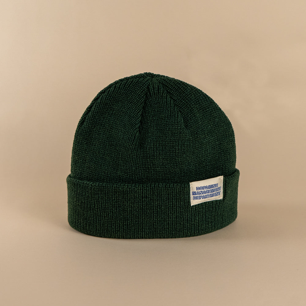 Forest green short crown low profile beanie
