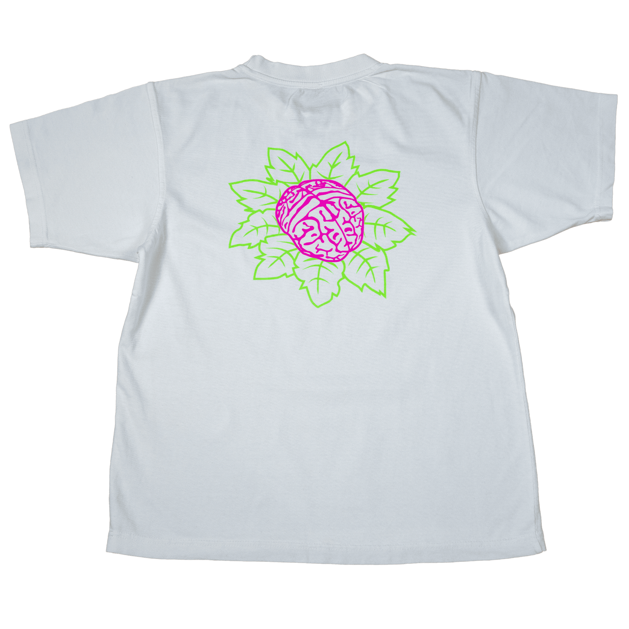 Icon Heavyweight Tee in White with Neon Pink and Green Graphic