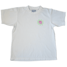 Icon Heavyweight Tee in White with Neon Pink and Green Graphic