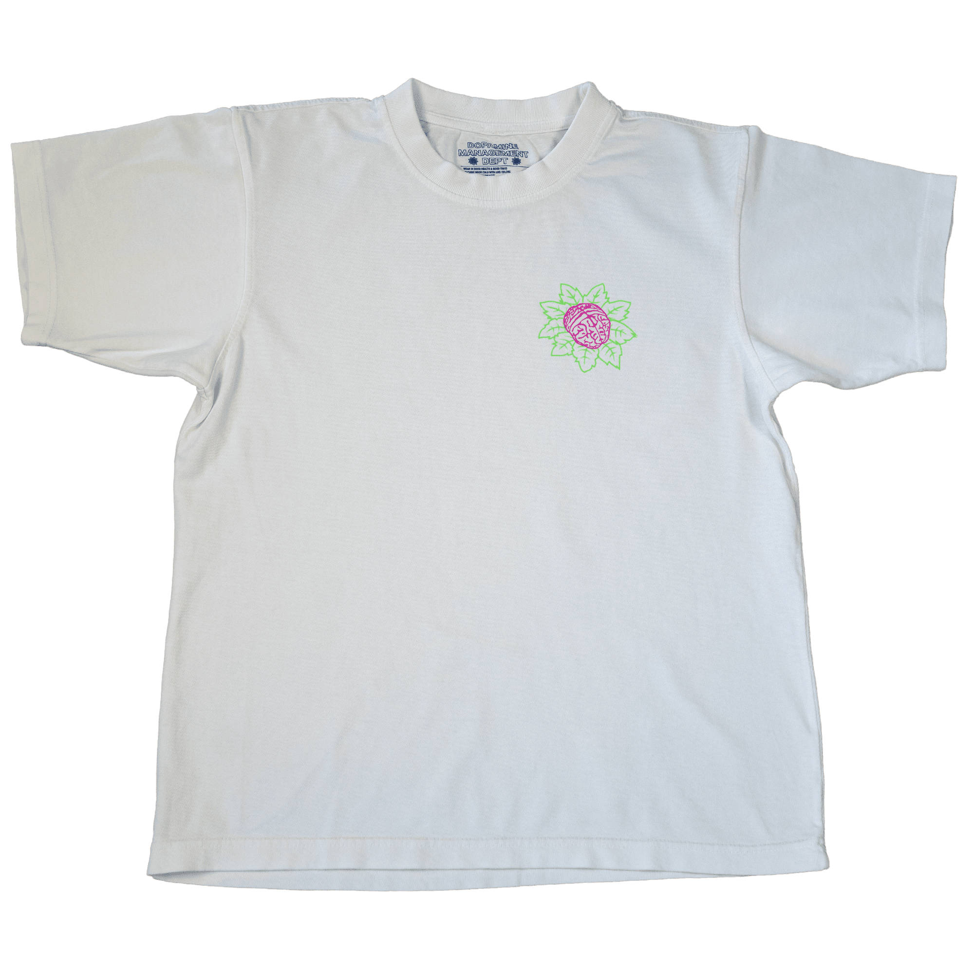 Icon Heavyweight Tee in White with Neon Pink and Green Graphic