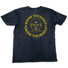 Unisex Mineral Washed Vintage Black Tee with Bold Typography