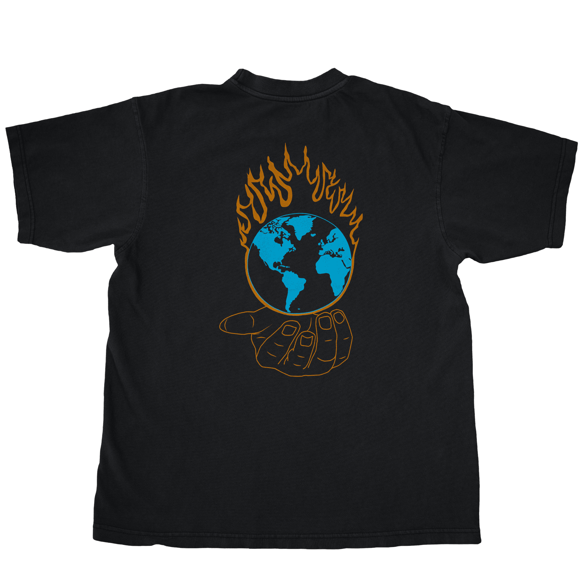 Unisex Oversized Pigment Dyed Black Tee for Earth Day