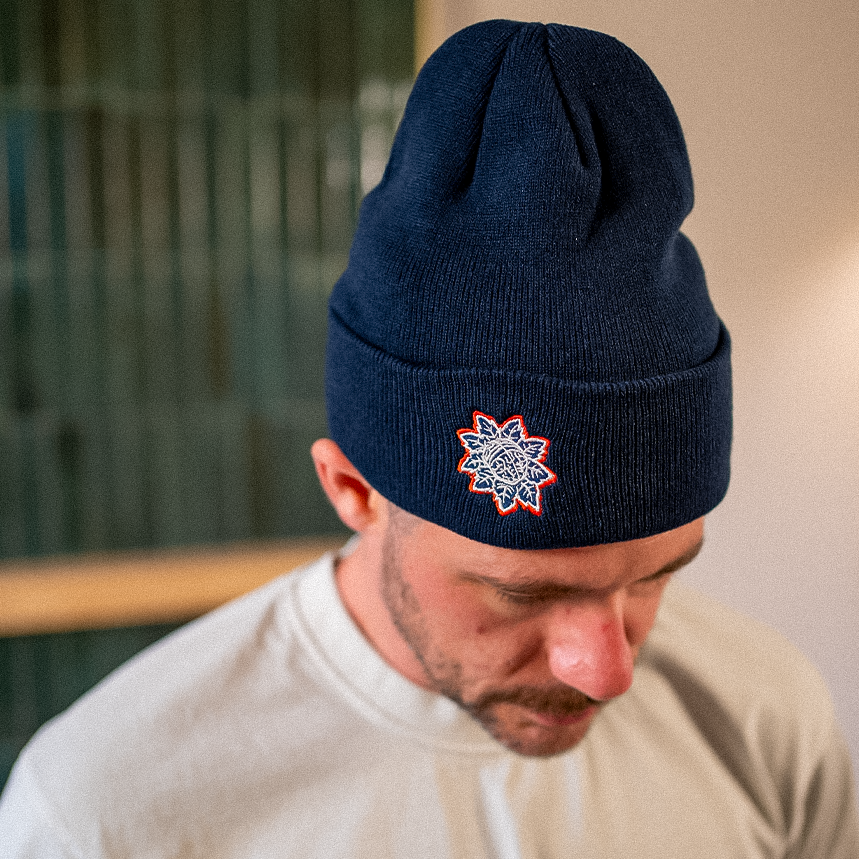 Mental Health Awareness Beanie in Navy by DMD sewn in Denver, Colorado