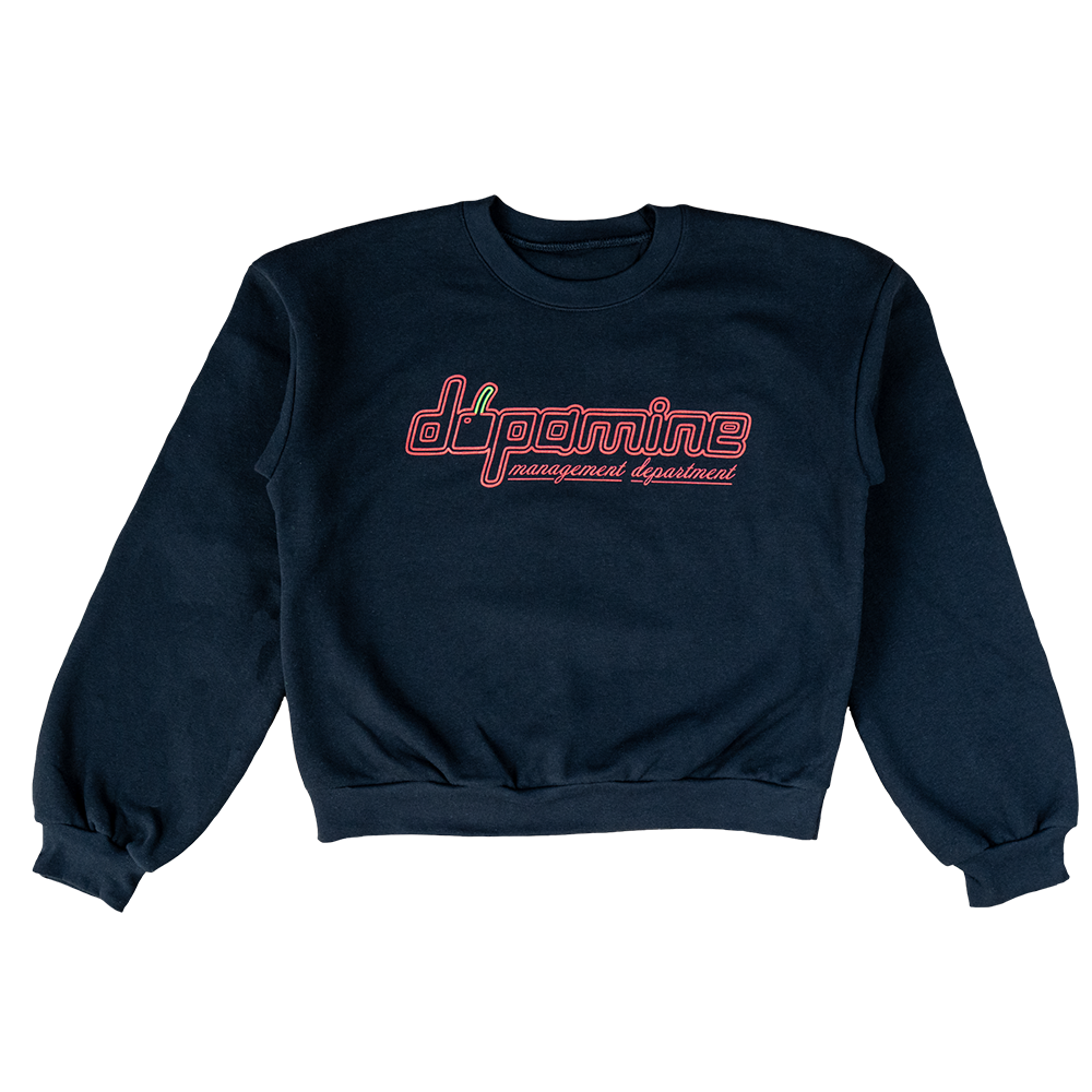 Black women's sweatshirt with geometric cherry dopamine management department logo