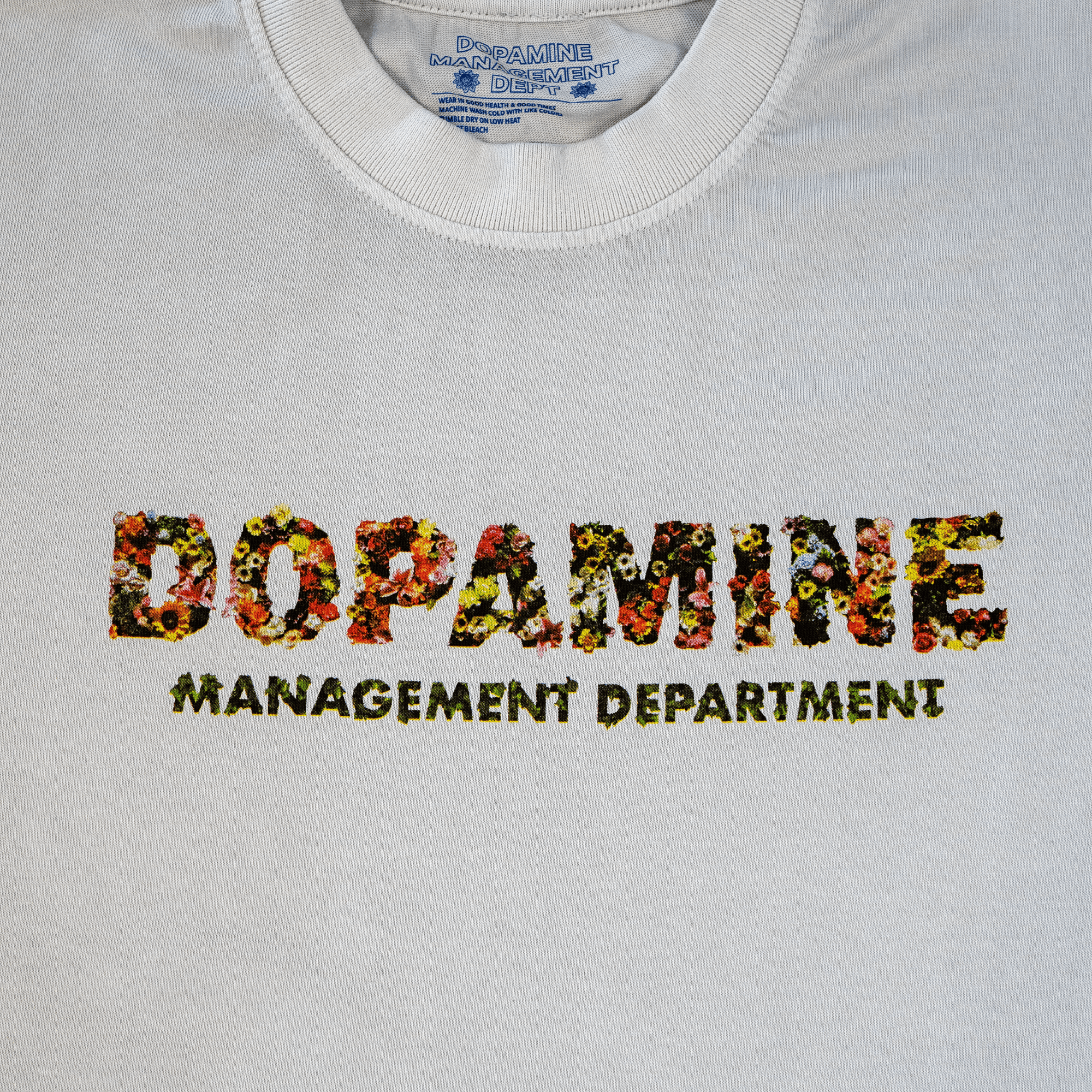 Bold Floral Graphic T-Shirt on Pigment Dyed Cotton