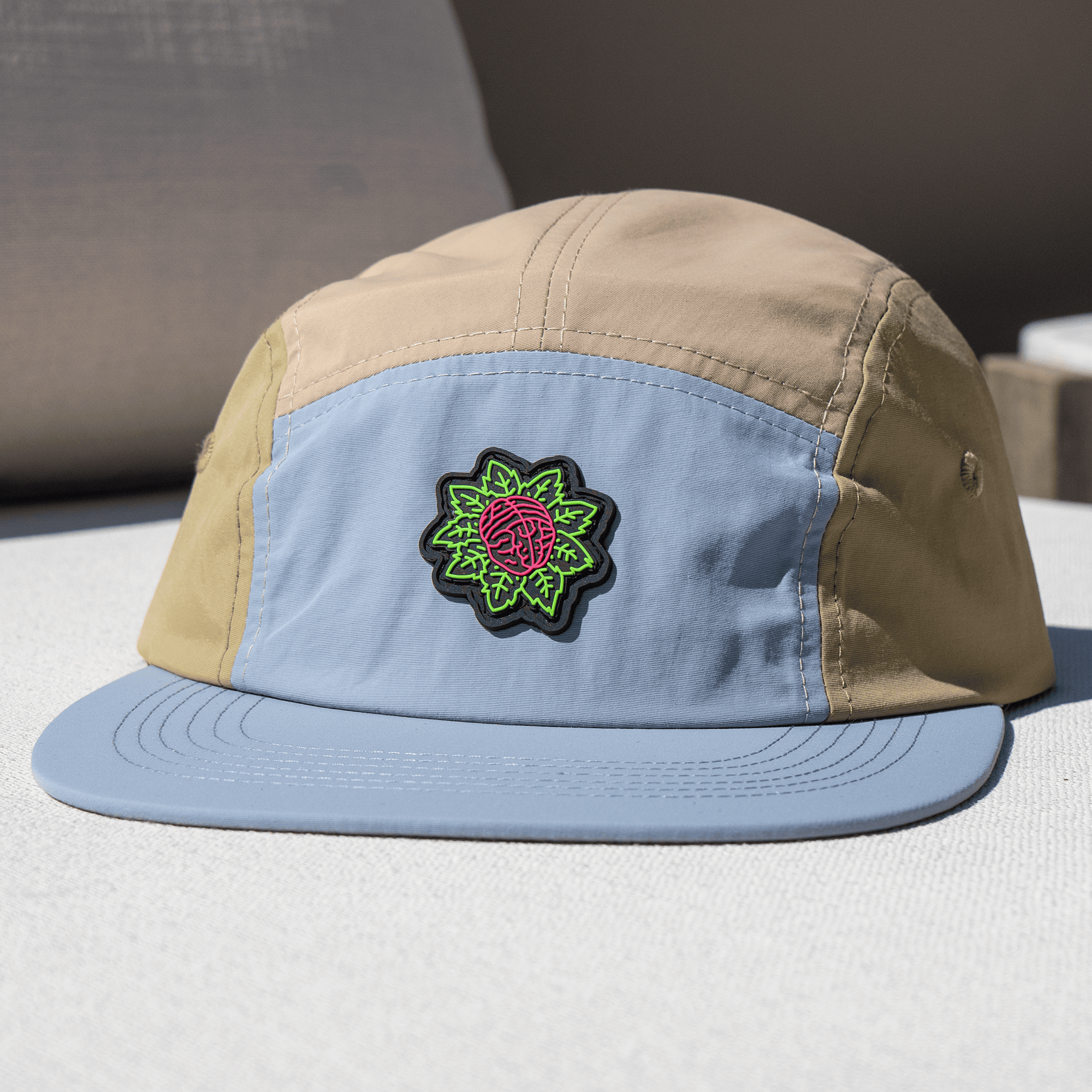 Gray light green khaki colorway 5-panel hat
