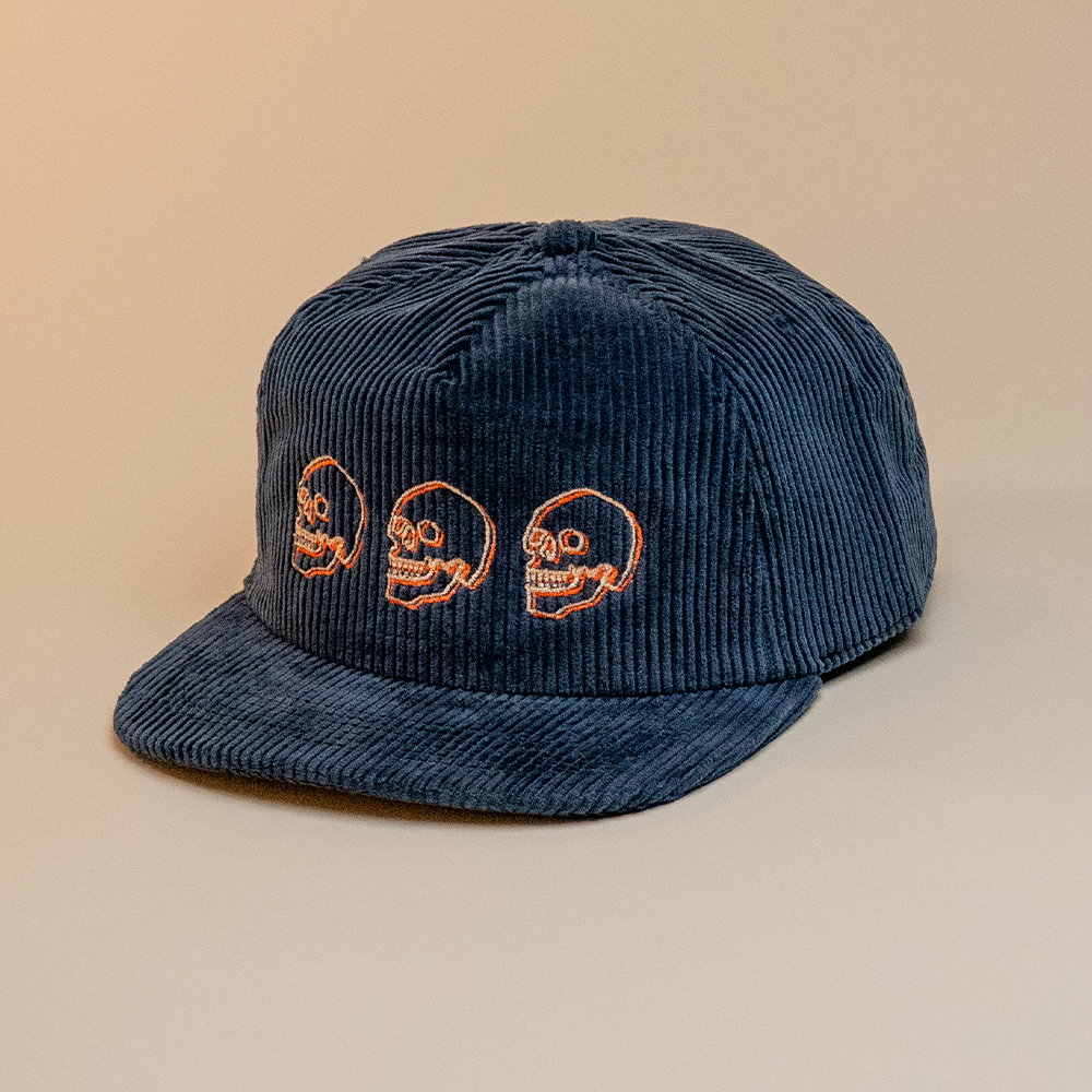Skulls Corduroy Hat - Navy