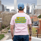 Model Wearing Pink Smily T Shirt – Size Medium