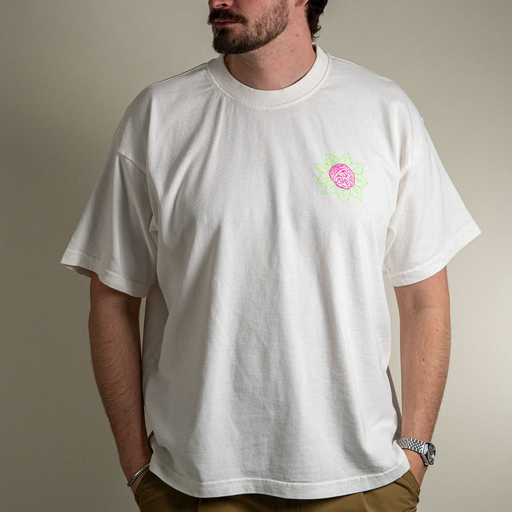 Front view of model wearing Icon neon heavyweight tee - Boxy Fit Streetwear Tee for Men and Women – DMD