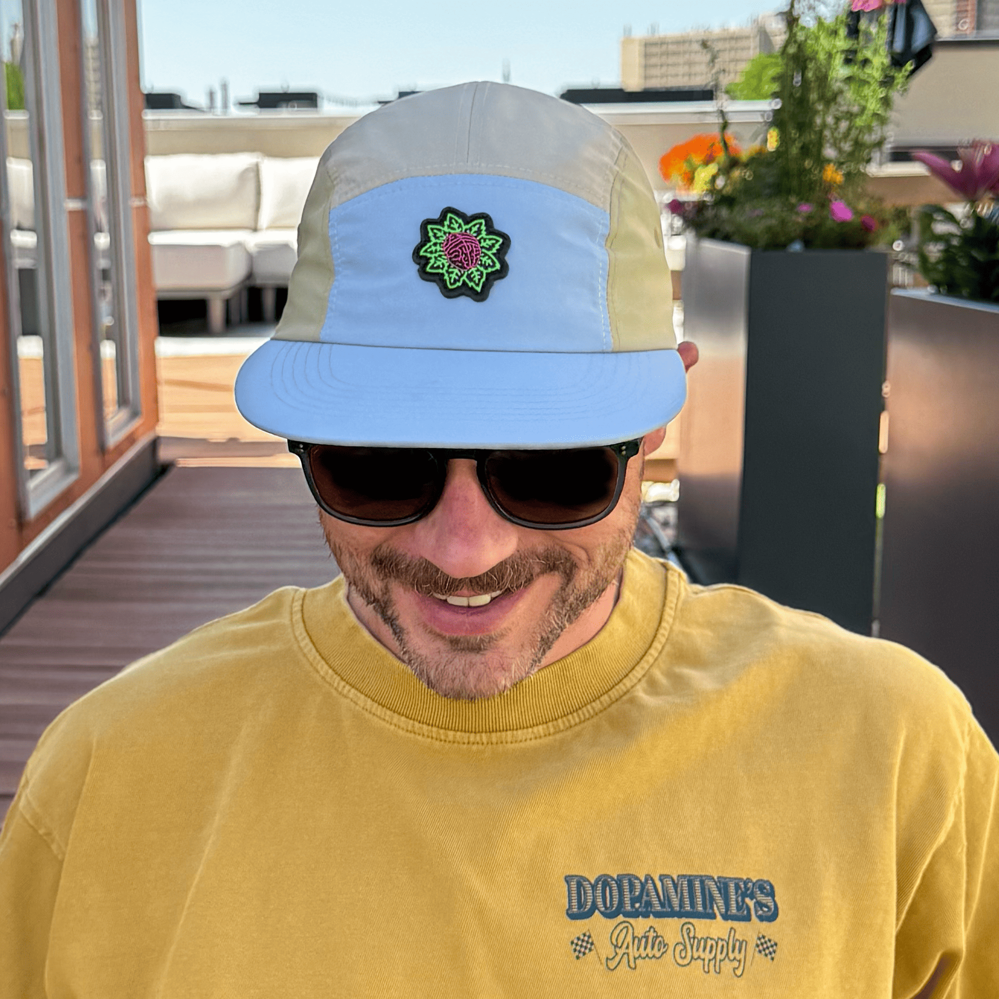 Gray light green khaki colorway 5-panel hat