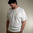 Front view of model wearing icon neon heavyweight tee.