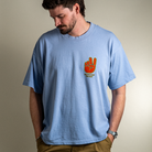 Front view of model wearing Breathe Deep Vibe Deep heavyweight cotton tee. 
