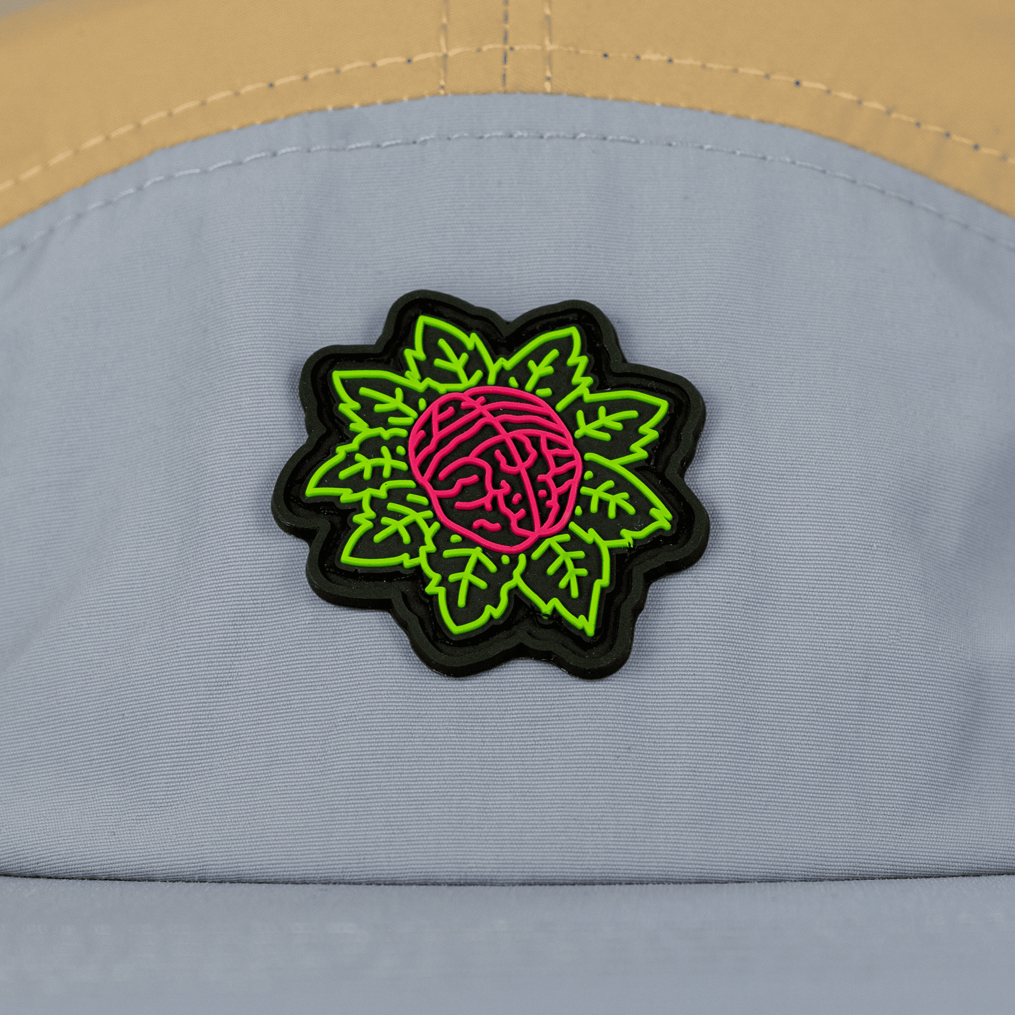 PVC patch detail Mindflower icon on nylon hat