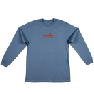 Front view of Kindness Long Sleeve Tee – Dopamine Management Department logo with rose detail on blue cotton long sleeve