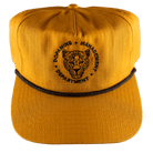 Gold cotton 5-panel snapback with black stitching
