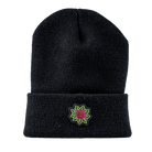 Black thick cuff beanie with Mindflower patch