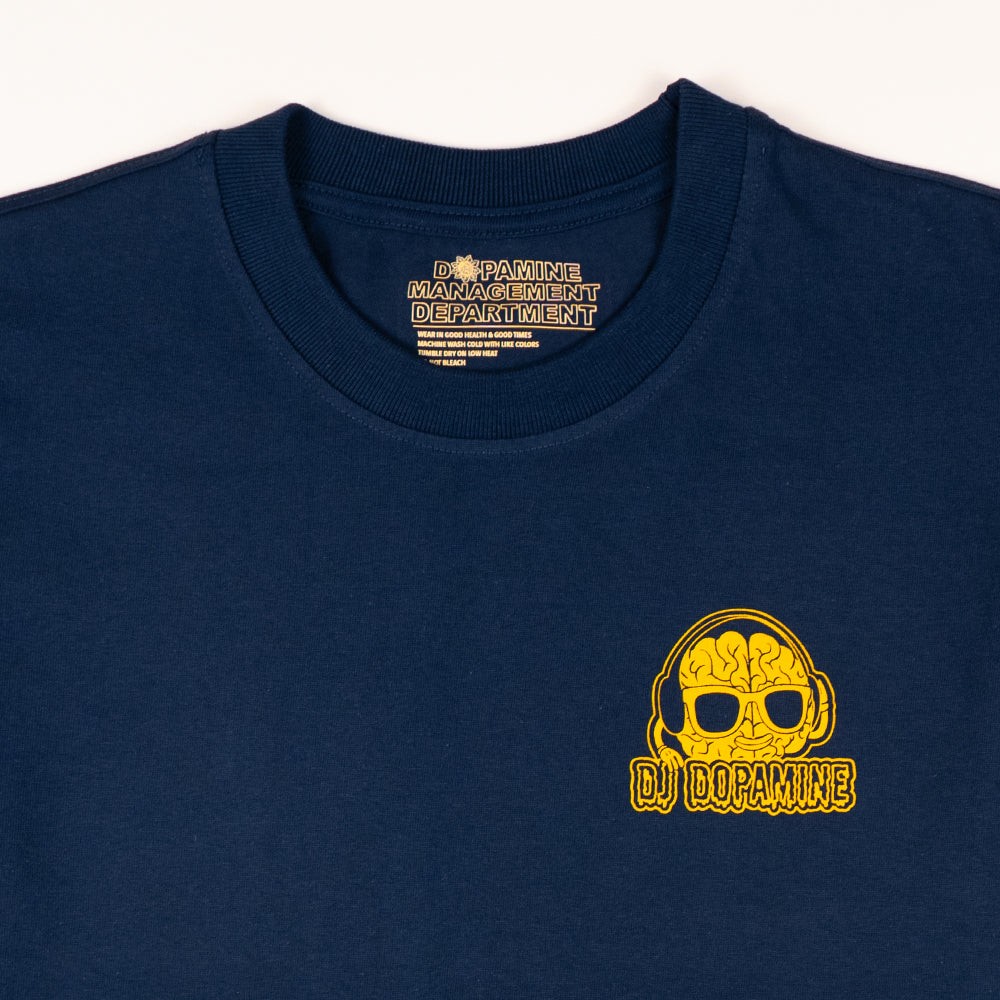 DJ Dopamine Tee – Navy Heavyweight Graphic T-Shirt | DMD