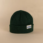 Forest green short crown low profile beanie