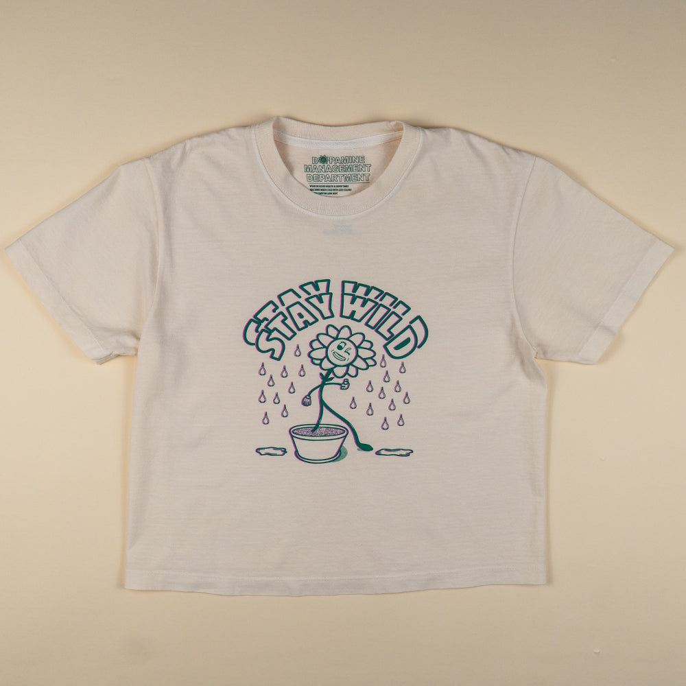 Stay Wild Crop Tee – Women's Ivory Cropped Graphic T-Shirt | DMD