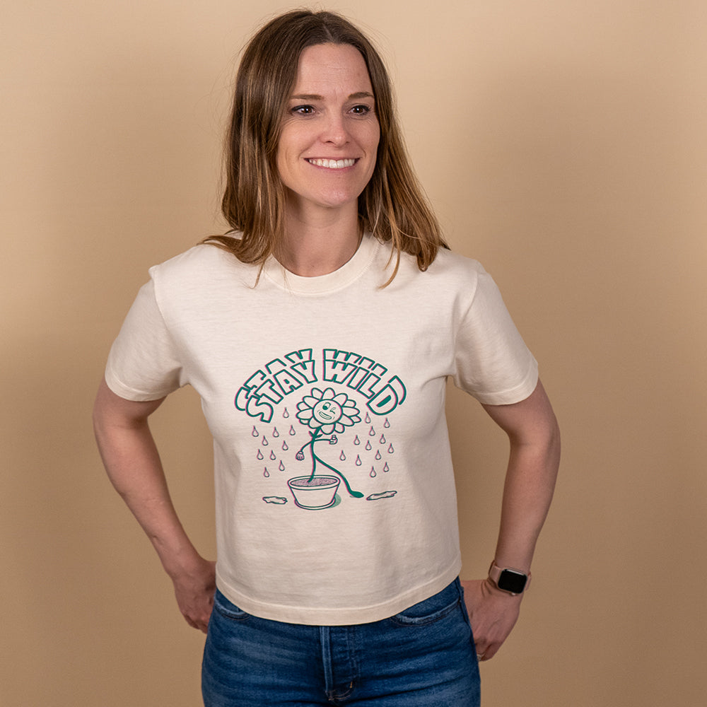 Stay Wild Crop Tee – Women's Ivory Cropped Graphic T-Shirt | DMD