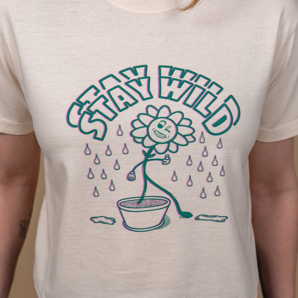 Stay Wild Crop Tee – Women's Ivory Cropped Graphic T-Shirt | DMD