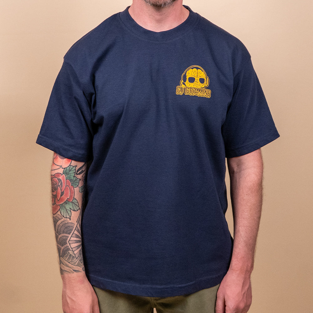 DJ Dopamine Tee – Navy Heavyweight Graphic T-Shirt | DMD