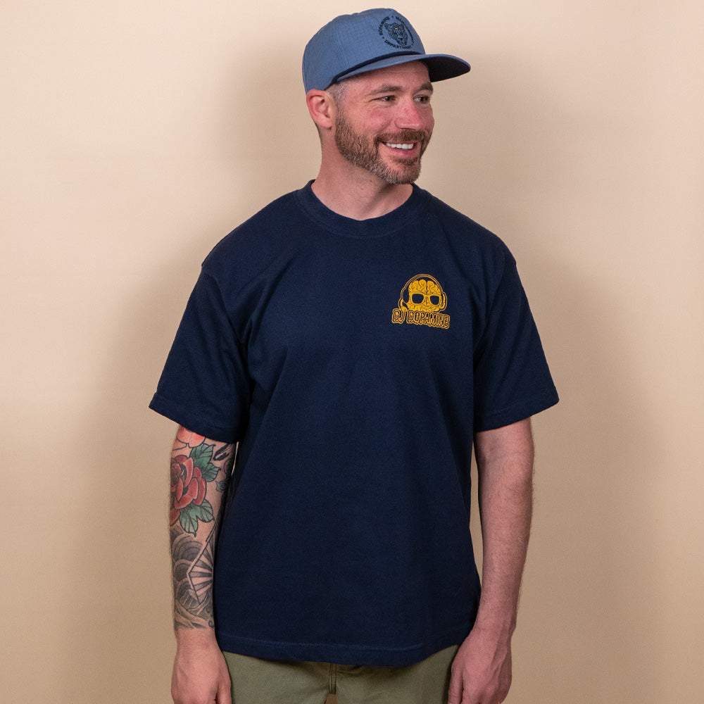 DJ Dopamine Tee – Navy Heavyweight Graphic T-Shirt | DMD