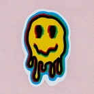Close-Up of Smile Graphic on Cotton T Shirt – Pink Colorway