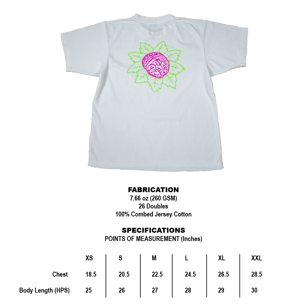 Icon neon heavyweight tee sizing chart