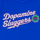 Close-up of Dopamine Sluggers graphic and Mindflower icon on cotton tank