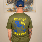 Army Green Short Sleeve Shirt with Positive Mental Health Slogan