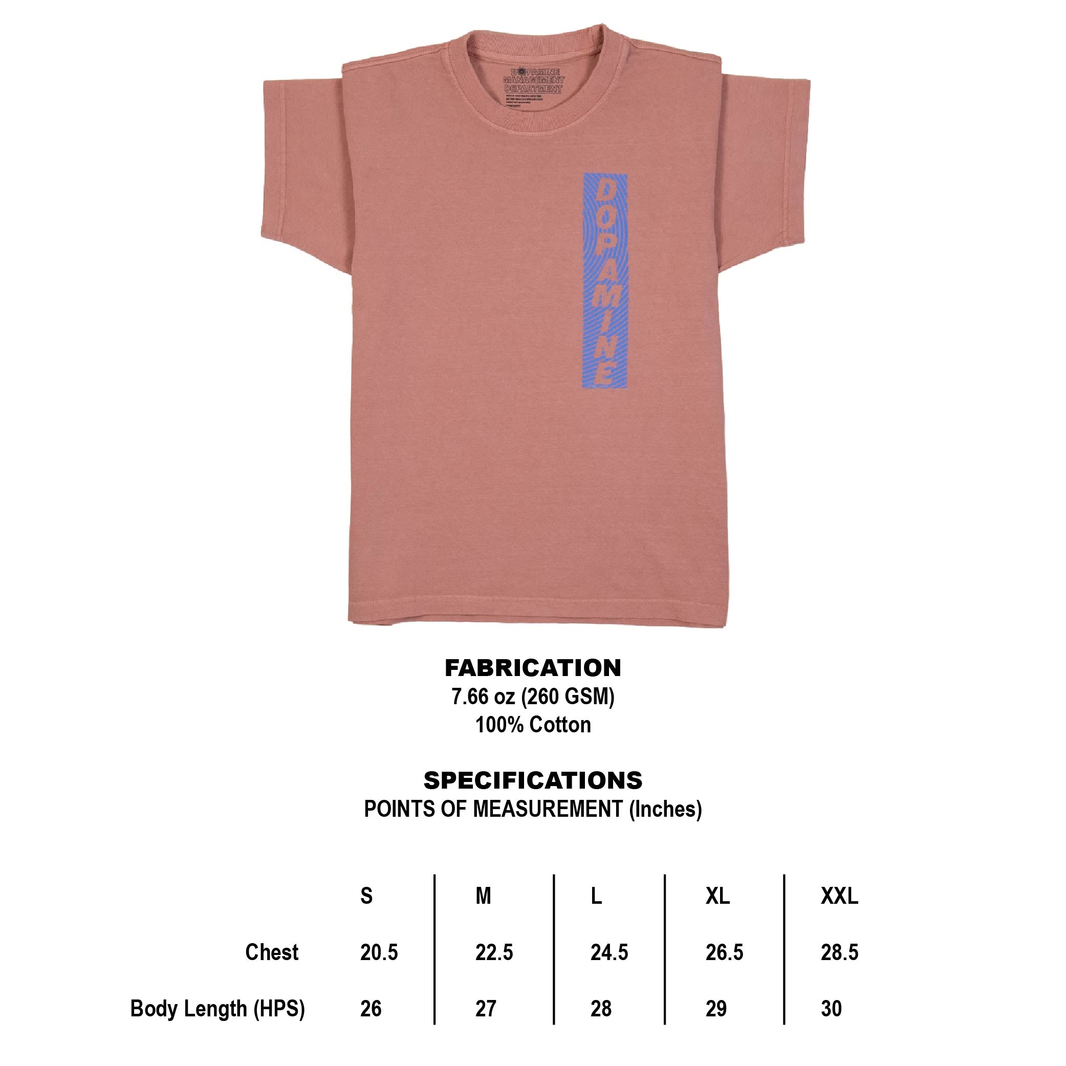 Rose Heavyweight Tee – Pale Pink Garment Dyed Tee with Blue Graphic