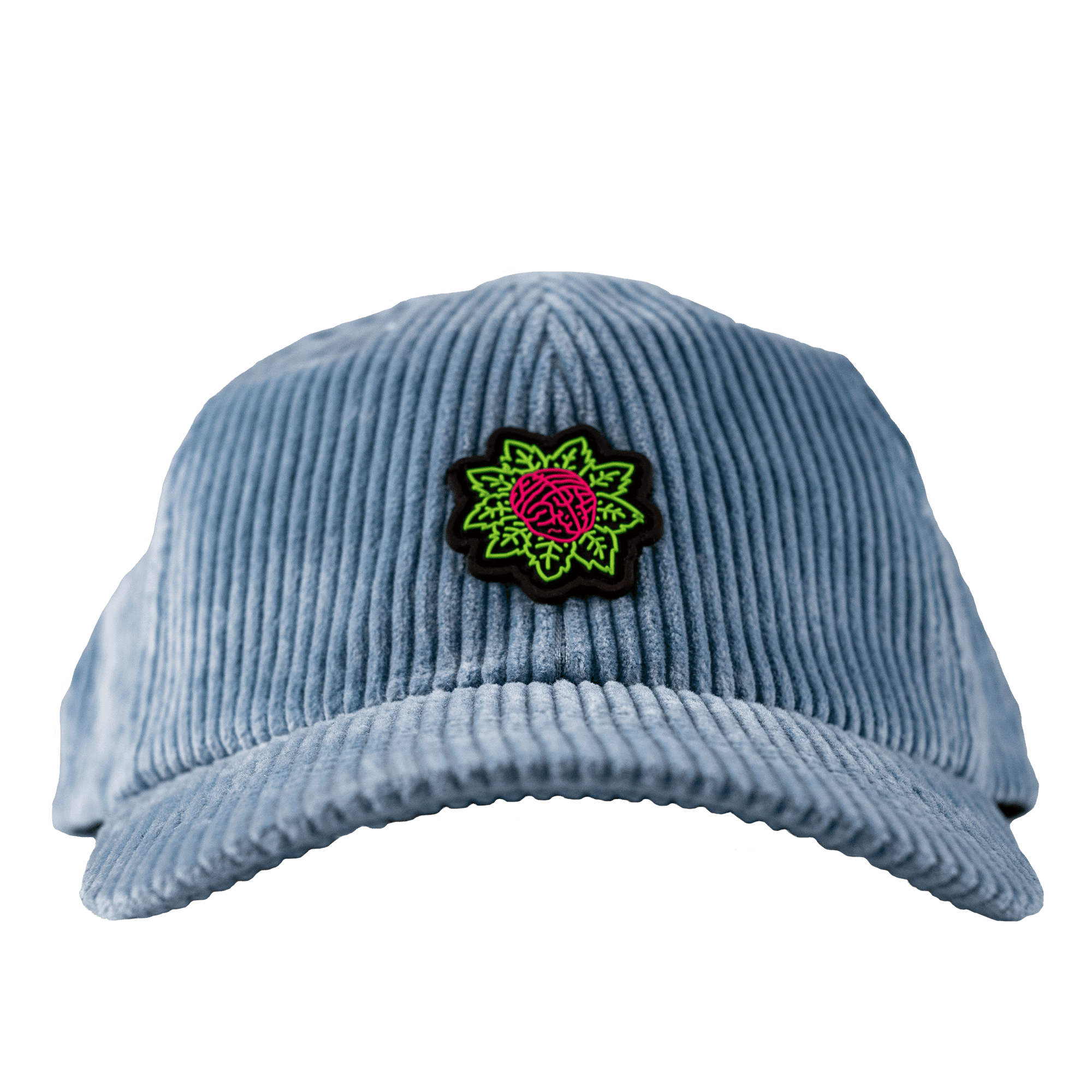 Unisex Baby Blue corduroy baseball hat with PVC Mindflower icon patch